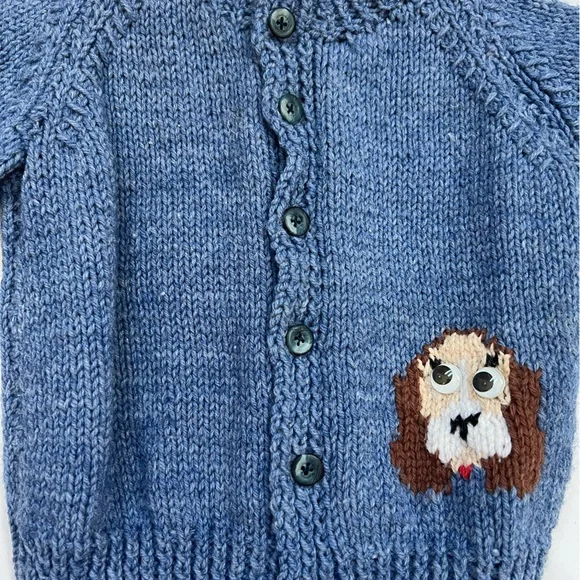 Cardigan Sweater Puppy Dogs Toddler Size 9 Months Baby Blue Unbranded Like New - Picture 13 of 16